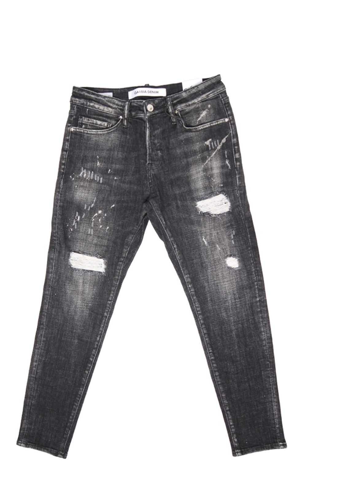 Gabbia Slim Leg Jeans – Washed & Destroyed Look mit Knopfleiste