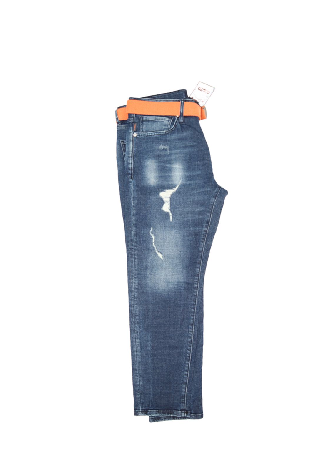 Gabbia Slim Leg Jeans – Washed & Destroyed Look mit Gürtel