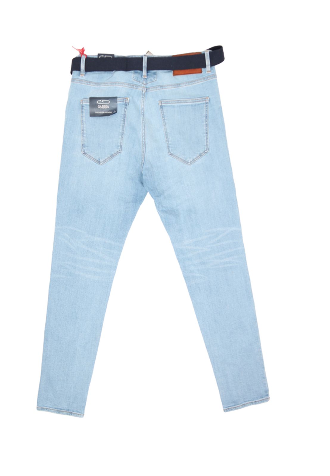 Gabbia Slim Leg Jeans – Light Wash mit dunkelblauem Gürtel