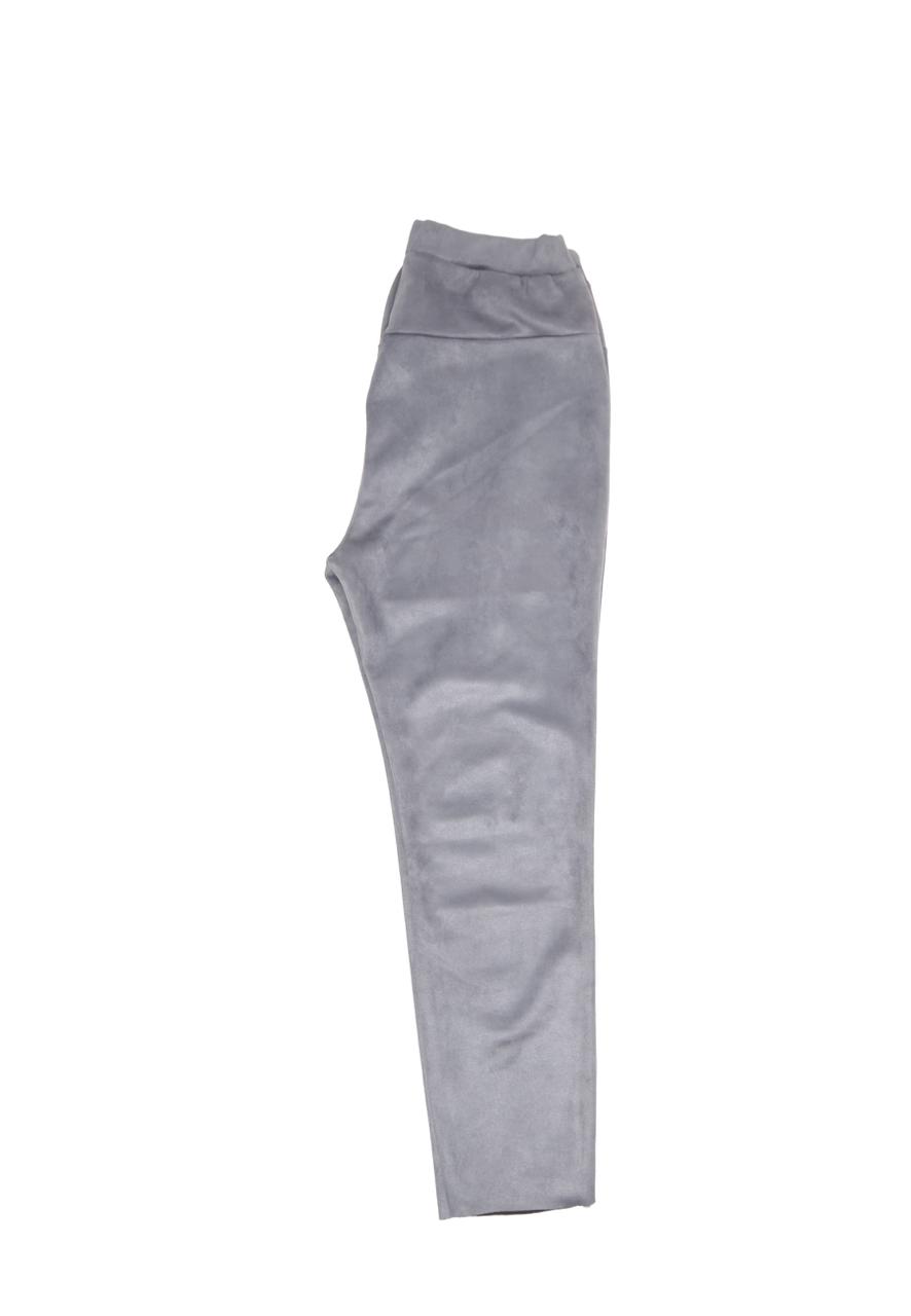 Miss Goodlife Leggings – Wildlederoptik in Hellgrau-Silber