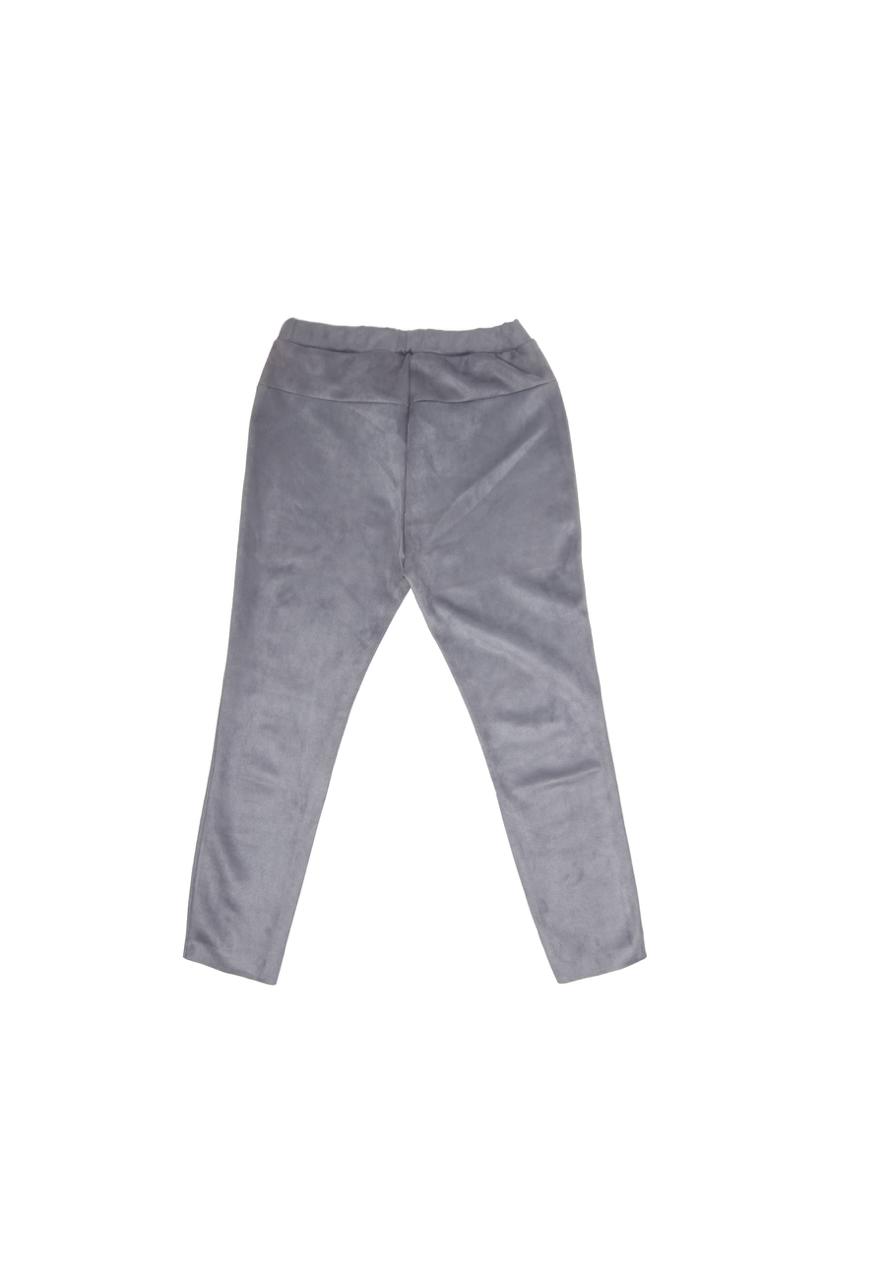 Miss Goodlife Leggings – Wildlederoptik in Hellgrau-Silber