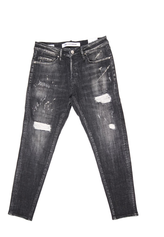 Gabbia Slim Leg Jeans – Washed & Destroyed Look mit Knopfleiste